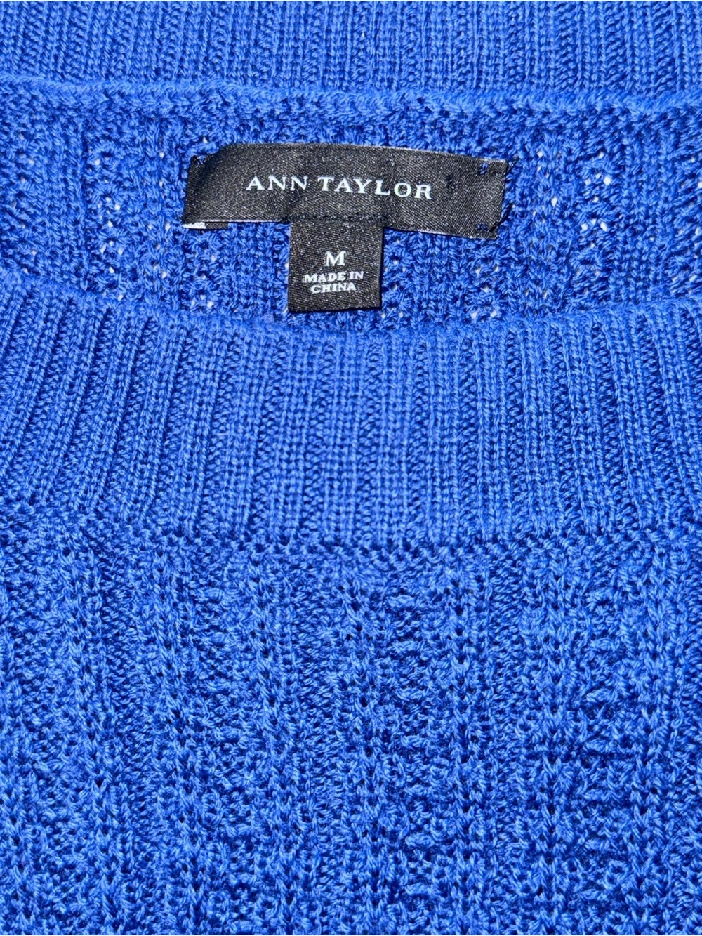 Ann Taylor Cobalt Blue Ribbed Wool Blend Crewneck Sweater Long Sleeve - Picture 6 of 7